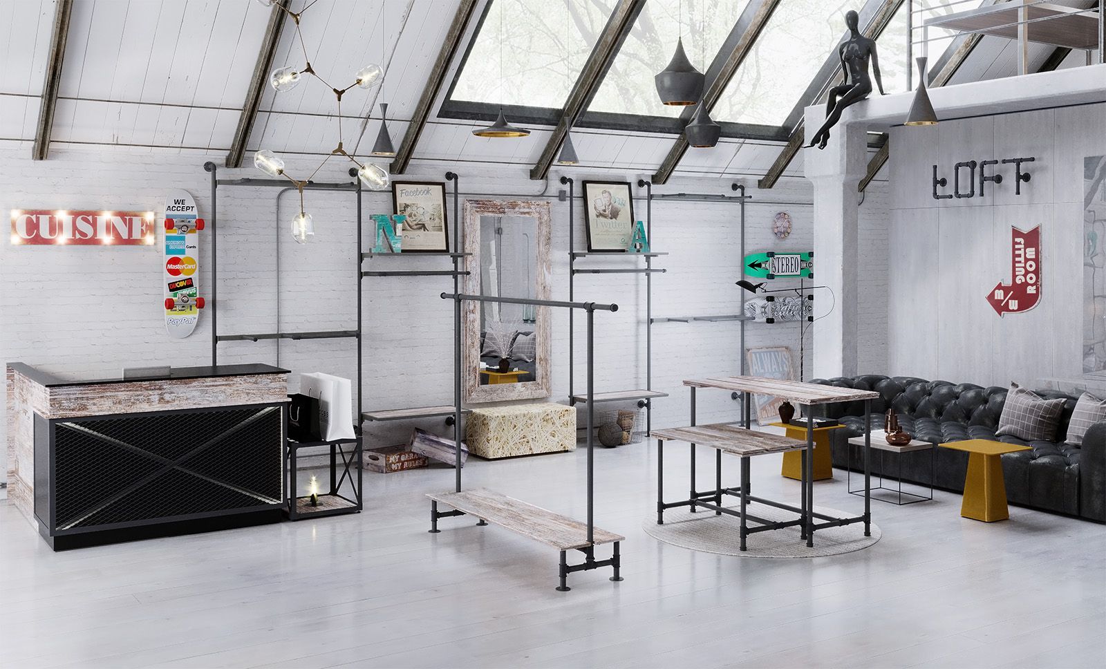 Система Fit (Торговое оборудование в стиле лофт собственного производства) Система Fit (Торговое оборудование в стиле лофт собственного производства)